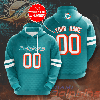 Personalized Miami Dolphins 3D Unisex Pullover Hoodie - Teal IHT1736