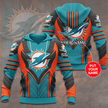 Personalized Miami Dolphins 3D Unisex Pullover Hoodie -Teal Orange IHT2625