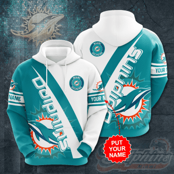 Personalized Miami Dolphins 3D Unisex Pullover Hoodie - Turquoise White IHT2336