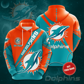 Personalized Miami Dolphins Go Fins 3D Unisex Pullover Hoodie - Orange Turquoise IHT2606