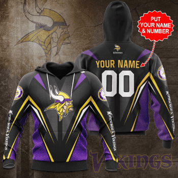 Personalized Minnesota Vikings 3D Unisex Pullover Hoodie - Black IHT2555