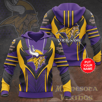 Personalized Minnesota Vikings 3D Unisex Pullover Hoodie - Purple Gray IHT2450