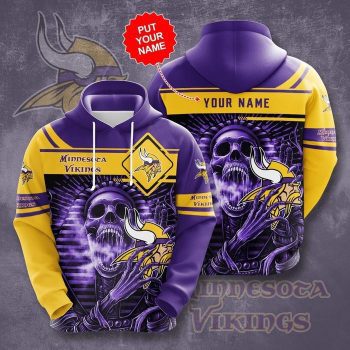 Personalized Minnesota Vikings Football Team Pharaoh Skull Unisex 3D Pullover Hoodie - Purple IHT1618