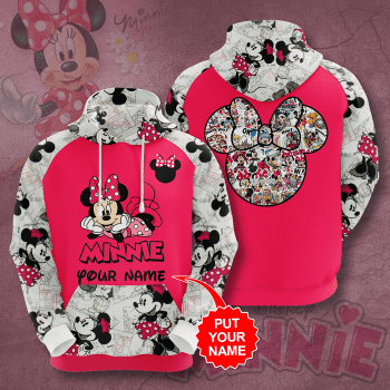 Personalized Minnie Mouse Disney Carton Graphics 3D Unisex Pullover Hoodie - Light Gray Pink IHT2658