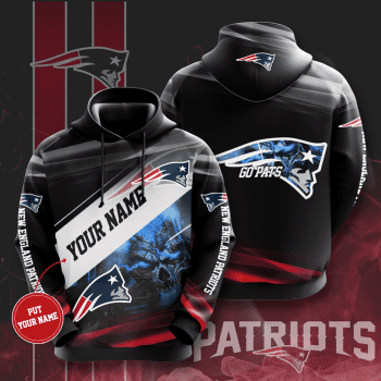 Personalized New England Patriots Football Unisex 3D Pullover Hoodie - Black IHT1490