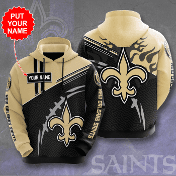 Personalized New Orleans Saints Logo 3D Unisex Pullover Hoodie - Black Yellow IHT2544