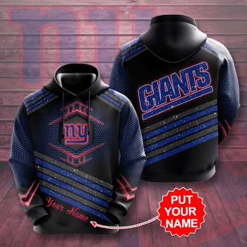 Personalized New York Giants 3D Glittering Stripes Unisex Pullover Hoodie - Black IHT1725