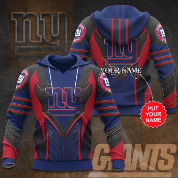 Personalized New York Giants Football Team Unisex 3D Pullover Hoodie - Blue IHT1544