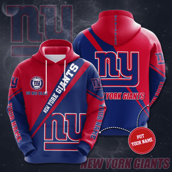 Personalized New York Giants Go Big Blue 3D Unisex Pullover Hoodie - Neon Blue Red IHT2460