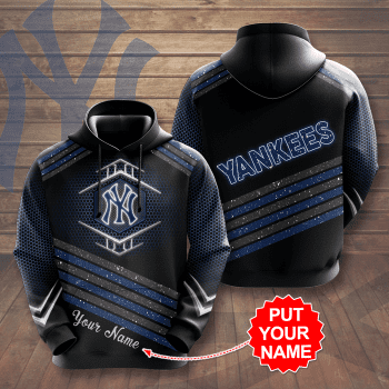 Personalized New York Yankees 3D Glittering Lines Unisex Pullover Hoodie - Black IHT2613