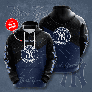 Personalized New York Yankees 3D Unisex Pullover Hoodie - Black Navy IHT2349