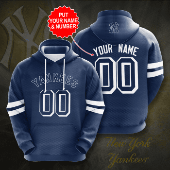 Personalized New York Yankees 3D Unisex Pullover Hoodie - Cobalt IHT2370