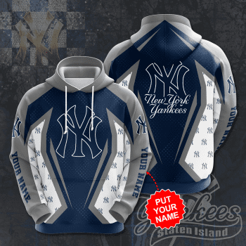 Personalized New York Yankees Big Logo 3D Unisex Pullover Hoodie - Gray Navy IHT2508