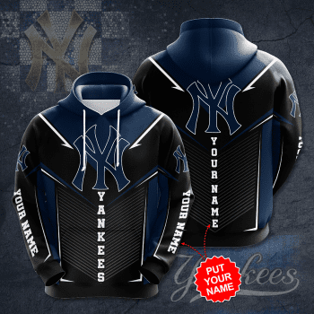 Personalized New York Yankees Logo 3D Unisex Pullover Hoodie - Black Navy IHT2442