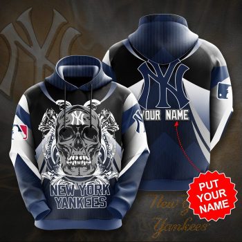 Personalized New York Yankees Paisley Skul 3D Unisex Pullover Hoodie - Black Navy IHT2393
