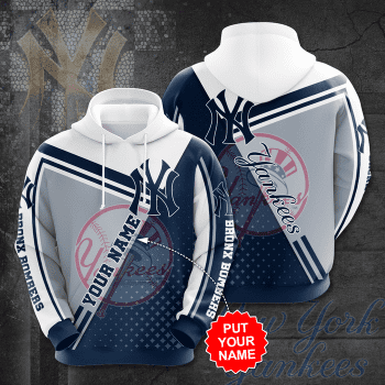 Personalized New York Yankees Polka Dots 3D Unisex Pullover Hoodie - Navy White IHT2531