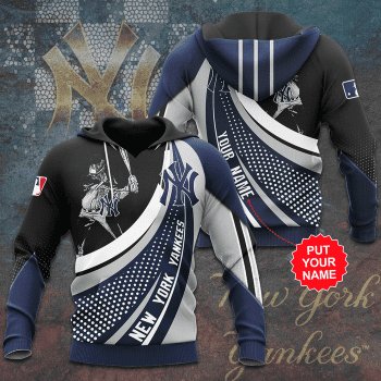 Personalized New York Yankees Polkda Dot 3D Unisex Pullover Hoodie - Black Navy IHT2311