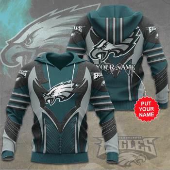 Personalized Philadelphia Eagles 3D Unisex Pullover Hoodie - Teal Gray IHT2337