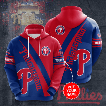 Personalized Philadelphia Phillies 3D Unisex Pullover Hoodie - Blue Red IHT1893