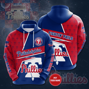 Personalized Philadelphia Phillies Logo Fightin' Phils 3D Unisex Pullover Hoodie - Red Blue IHT1906