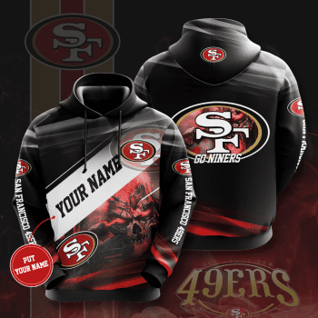 Personalized San Francisco 49ers Red Skull 3D Unisex Pullover Hoodie - Black IHT1742