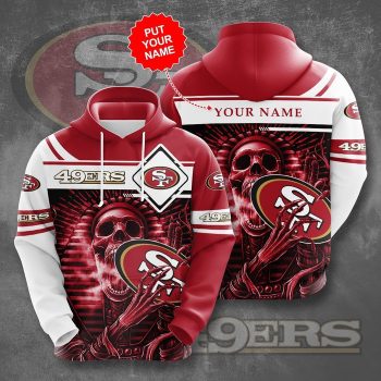 Personalized San Francisco 49ers Skeleton 3D Unisex Pullover Hoodie - Red White IHT2500