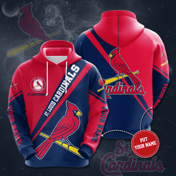 Personalized St. Louis Cardinals 3D Unisex Pullover Hoodie - Navy Red IHT1810