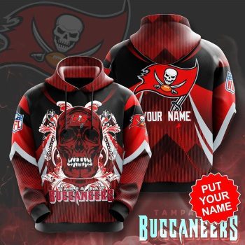 Personalized Tampa Bay Buccaneers Paisley Skull 3D Unisex Pullover Hoodie - Black Red IHT1684