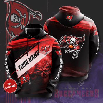 Personalized Tampa Bay Buccaneers Red Skull 3D Unisex Pullover Hoodie - Black IHT2358