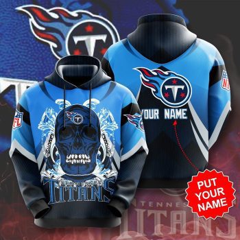 Personalized Tennessee Titans Paisley Skull 3D Unisex Pullover Hoodie - Black Blue IHT1738