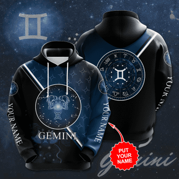 Personalized Zodiac Gemini Unisex 3D Pullover Hoodie - Black IHT1632