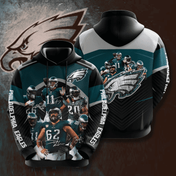 Philadelphia Eagles Legends 3D Unisex Pullover Hoodie - Black Teal IHT2479