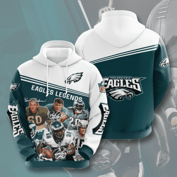 Philadelphia Eagles Legends 3D Unisex Pullover Hoodie - Teal White IHT2620