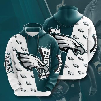 Philadelphia Eagles Logo 3D Unisex Pullover Hoodie - Teal White IHT2238