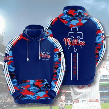 Philadelphia Phillies Ring The Bell 3D Camo Unisex Pullover Hoodie - Neon Blue IHT1833