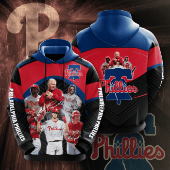 Philadelphia Phillies Team Signatures 3D Unisex Pullover Hoodie - Black Blue IHT2689