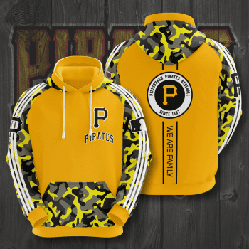 Pittsburgh Pirates We Are Family Camo Pullover 3D Hoodie - Yellow IHT2628