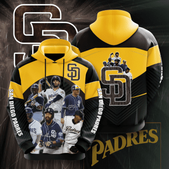 San Diego Padres Legends Signature 3D Unisex Pullover Hoodie - Black Yellow IHT2661