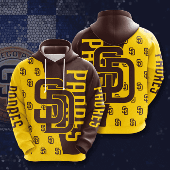 San Diego Padres Logo 3D Unisex Pullover Hoodie - Brown Yellow IHT1799
