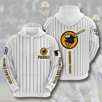 San Diego Padres Swinging Friars 3D Pinstripe Unisex Pullover Hoodie - White IHT1838