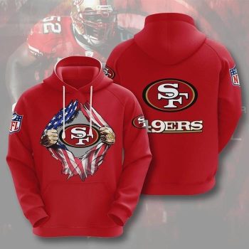 San Francisco 49Ers Football Team American Flag Unisex 3D Pullover Hoodie - Red IHT1501