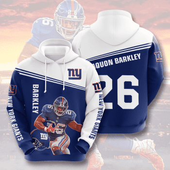 Saquon Barkley 26 New York Giants Football Team Unisex 3D Pullover Hoodie - Blue IHT1434