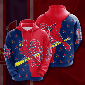 St. Louis Cardinals Logo 3D Unisex Pullover Hoodie - Blue Red IHT1800