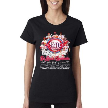St. Louis Cardinals Team Logo 140Th Anniversary 1882 2022 Signatures Thank You For The Memories Women Lady T-Shirt