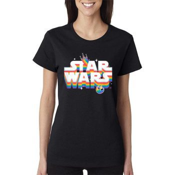 Star Wars Pride Rainbow Logo Rebel Symbol and X-Wing Fighter Women Lady T-Shirt