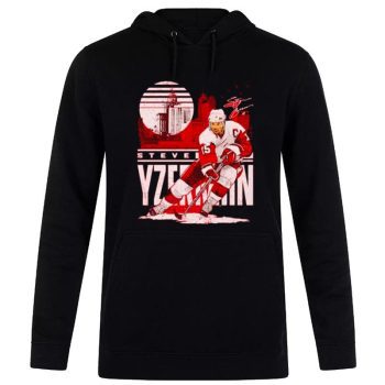 Steve Yzerman Detroit Red Wings City Skyline Signature Unisex Pullover Hoodie Unisex Pullover Hoodie