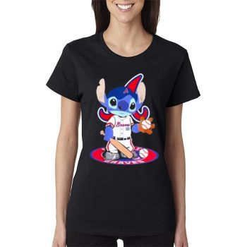 Stitch Baseball Atlanta Braves Logo Women Lady T-Shirt