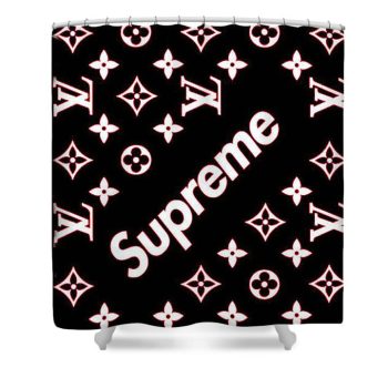 Supreme  Louis Vuitton Red Luxury Shower Curtain