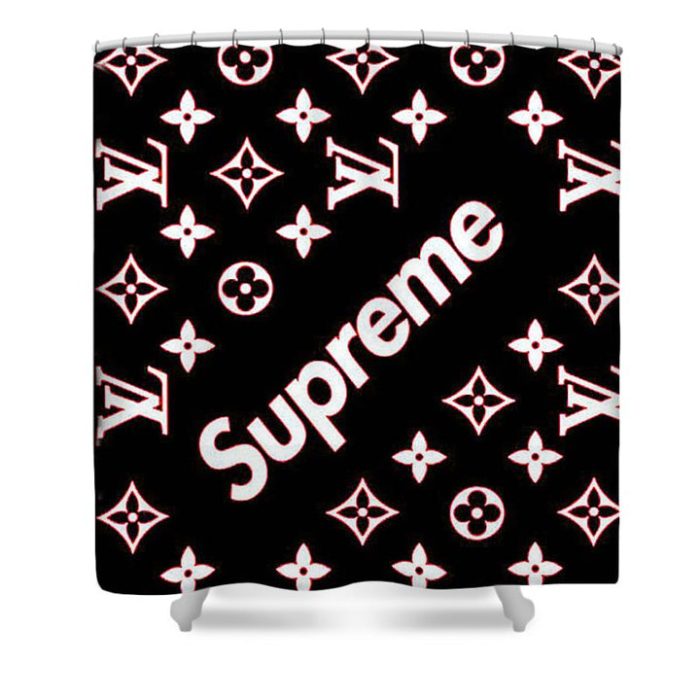 Supreme  Louis Vuitton Red Luxury Shower Curtain