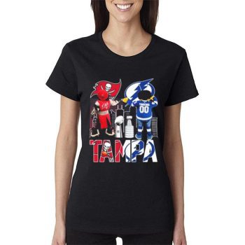 Tampa Bay Buccaneers Captain Fear And Tampa Bay Lightning Thunderbug Women Lady T-Shirt